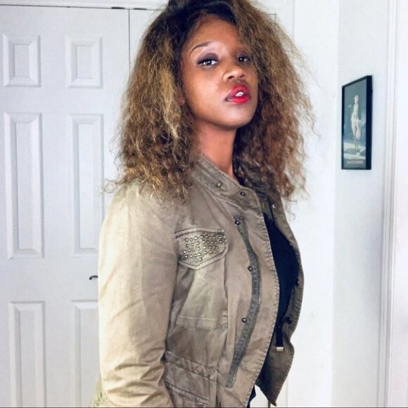 ZARA green fitted utility jacket spring khaki jacket women size  medium - Picture 3 of 16